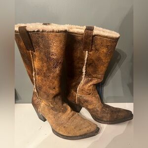 John B Stetson Lined Boots Womans 9 Brown Distressed